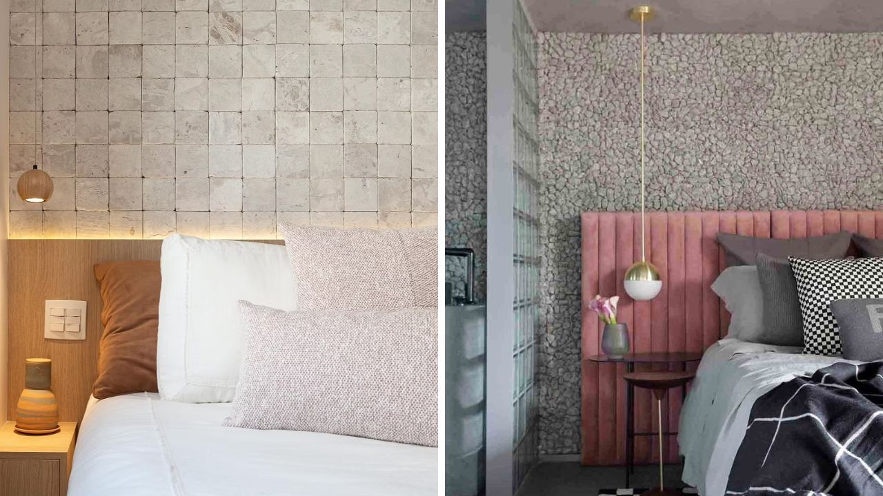 paredes de pedra natural na cabeceira