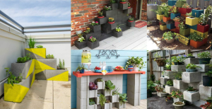 ideias de horta com blocos de concreto