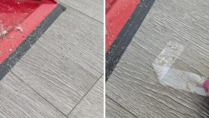 truque com fita adesiva para limpar chão