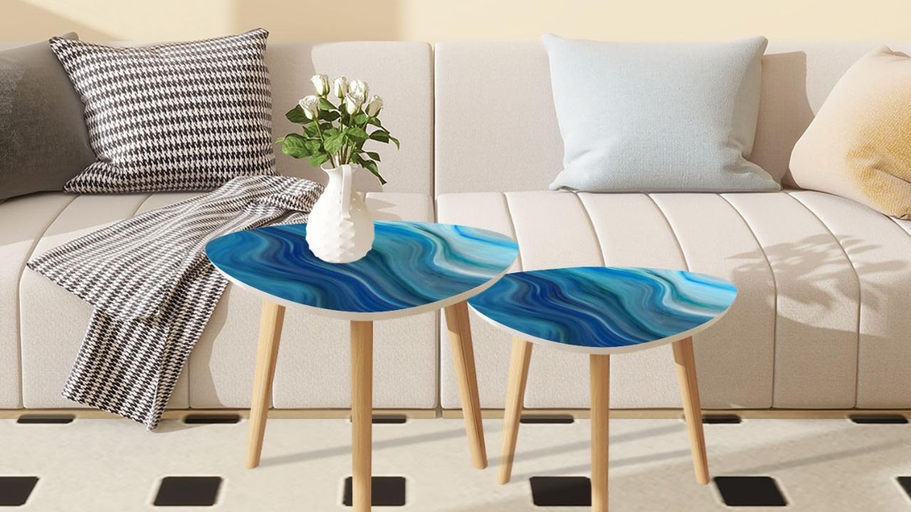 mesas de centro de mármore colorido