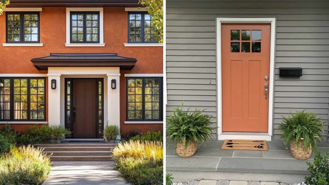 cor terracota em entrada de casa