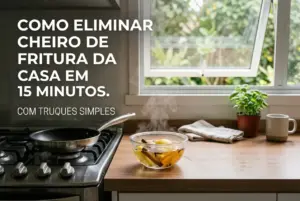 Cozinha acolhedora com ingredientes para eliminar cheiro de fritura