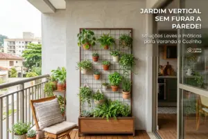 Varanda estilosa com jardim vertical e cadeira em 2026