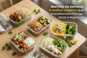 Refeições preparadas com frango e vegetais para educação financeira