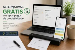 Alternativas grátis para apps de produtividade com laptop e celular