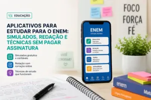 Cartaz do ENEM 2026 com opções de estudo no celular