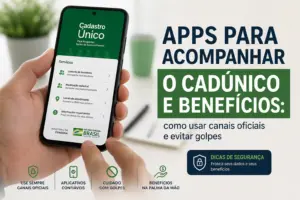 Celular com app Cadastro Único e dicas de segurança para 2026