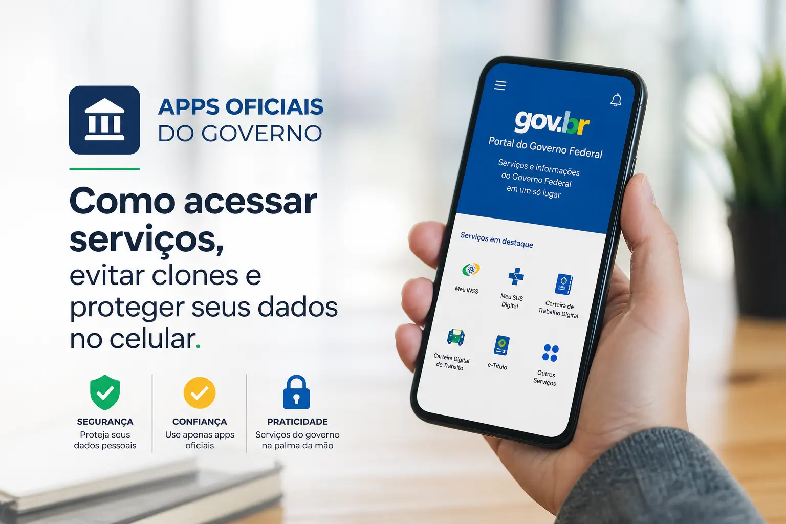 Smartphone com app gov.br: proteção e confiança 2026