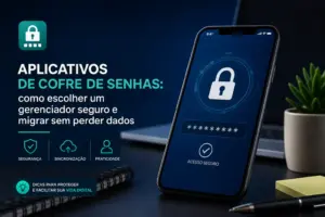 Aplicativos de cofre de senhas em celular com segurança digital