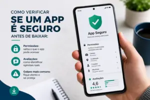Smartphone com app seguro e dicas de verificação de segurança